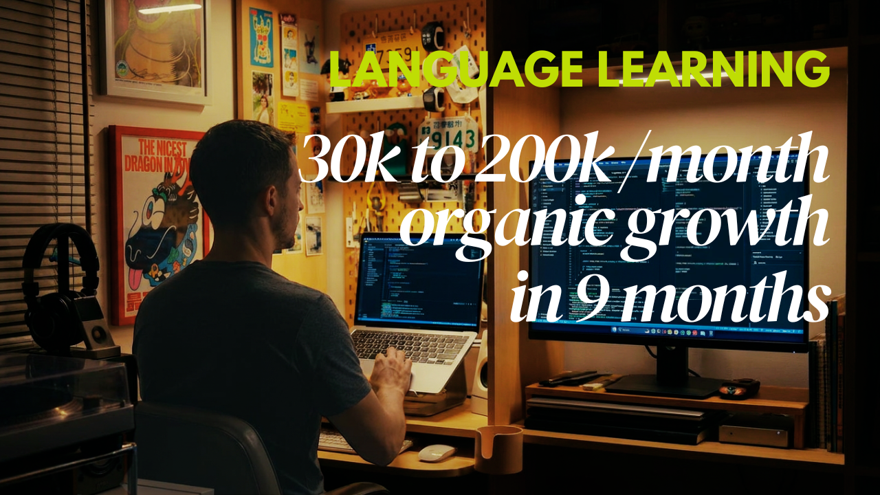 30k to 200k monthly organic traffic for a language learning app canvas preview